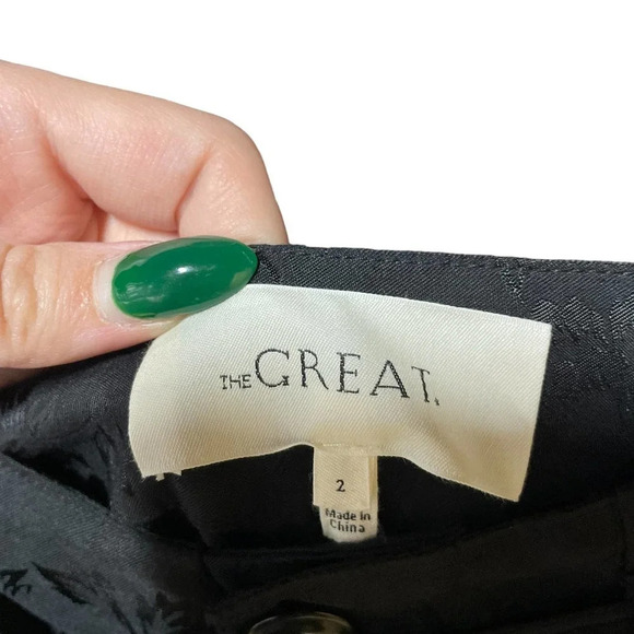 THE GREAT. The Convertible Floral Jacquard Crop Trousers Black Size 2 / US M - Picture 9 of 12